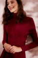  Hig Round Neck Slim Waist Sweep Dress