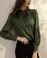 Turtleneck Charmeuse Long Sleeve Blouse