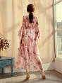 V Neck Elastic Waist Chiffon Dress