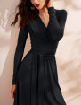 V Neck Slim Waist Sweep Dress