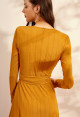 V Neck Slim Waist Sweep Dress
