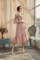 V Neck Waist Half Sleeve Dress