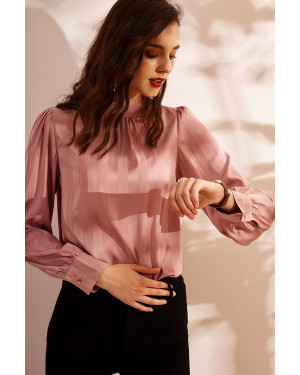 Turtleneck Charmeuse Long Sleeve Blouses