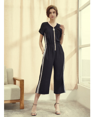 High Waist Wide Leg Straight Jumpsuit