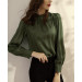 Turtleneck Charmeuse Long Sleeve Blouse