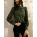 Turtleneck Charmeuse Long Sleeve Blouse