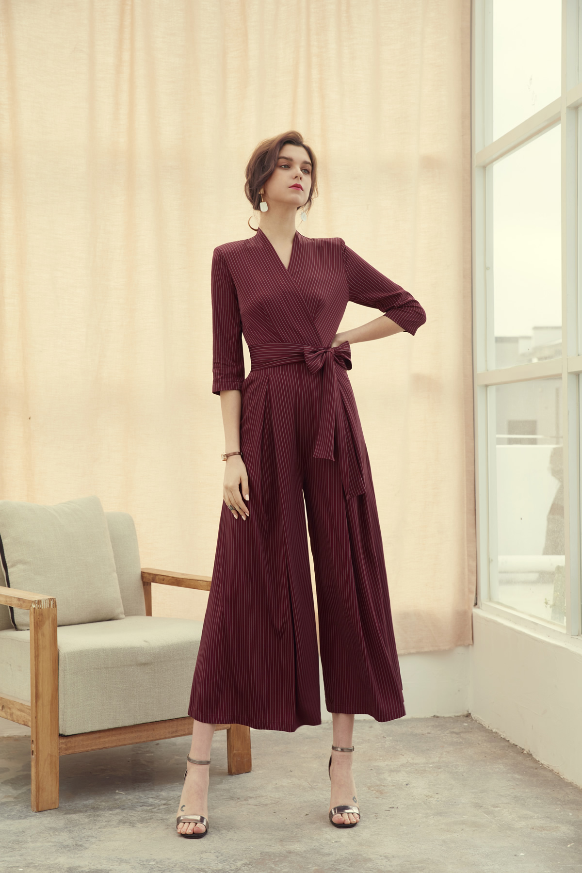 High Waist Wide Leg Straight Figure Flattering Jumpsuit