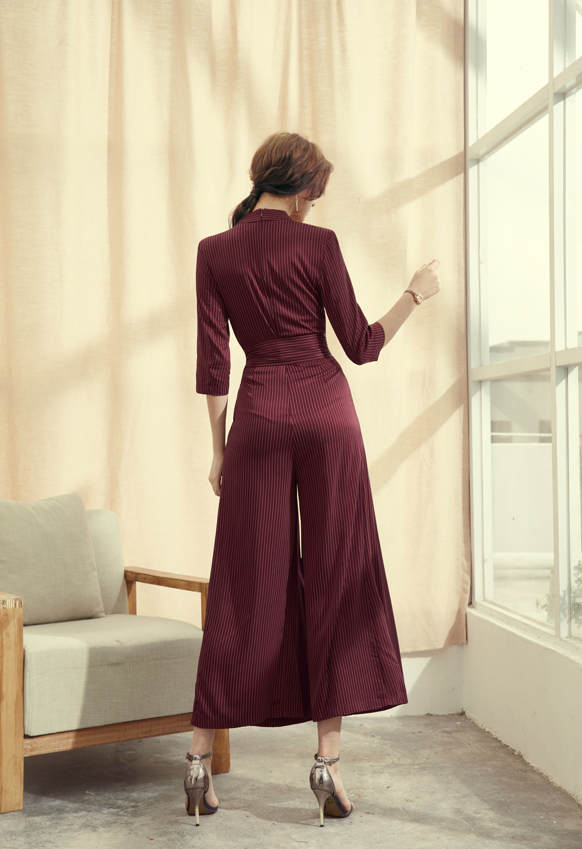 High Waist Wide Leg Straight Figure Flattering Jumpsuit